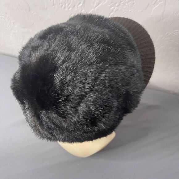 Vintage Black Faux Fur Hat 70s Mod - Picture 7 of 8